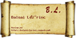 Balsai Lőrinc névjegykártya